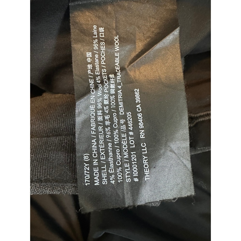 Theory Demitria 4 Traceable Wool Flared Dress Pants Charcoal Gray Size 8 - Picture 5 of 6